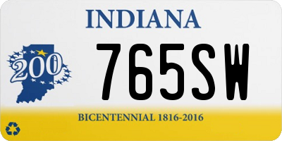 IN license plate 765SW