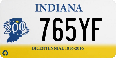 IN license plate 765YF