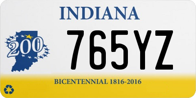 IN license plate 765YZ