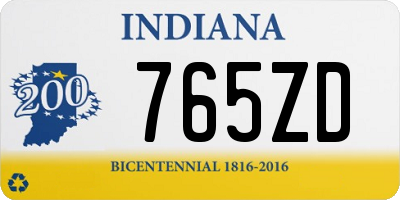 IN license plate 765ZD