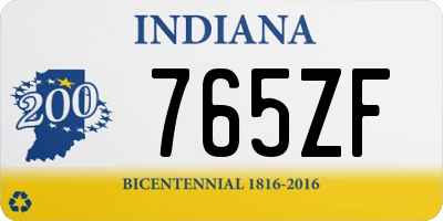 IN license plate 765ZF