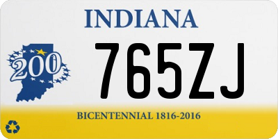 IN license plate 765ZJ