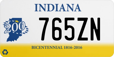 IN license plate 765ZN