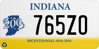 IN license plate 765ZO