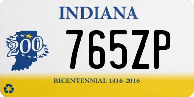 IN license plate 765ZP