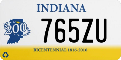 IN license plate 765ZU