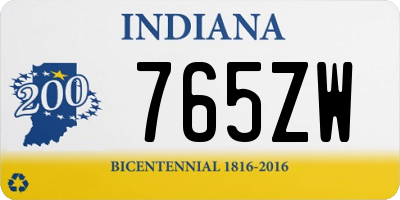 IN license plate 765ZW