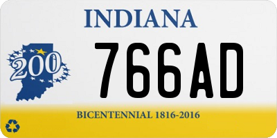IN license plate 766AD