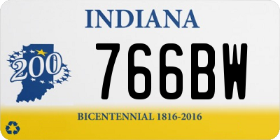 IN license plate 766BW