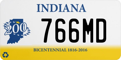 IN license plate 766MD