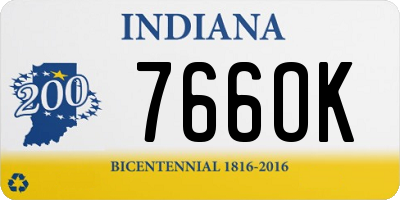 IN license plate 766OK