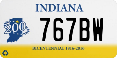 IN license plate 767BW