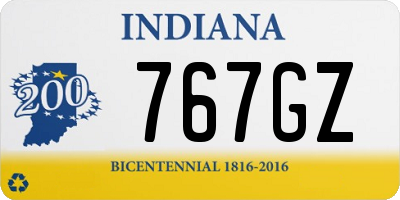 IN license plate 767GZ