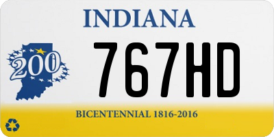 IN license plate 767HD