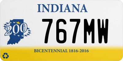 IN license plate 767MW