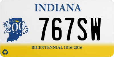 IN license plate 767SW