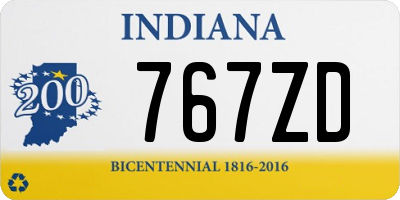 IN license plate 767ZD