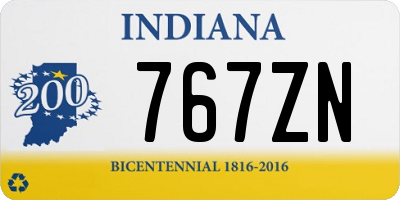 IN license plate 767ZN