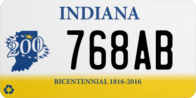 IN license plate 768AB