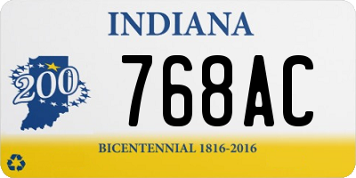 IN license plate 768AC