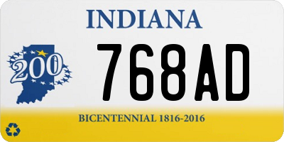 IN license plate 768AD