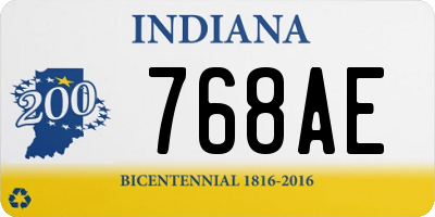 IN license plate 768AE