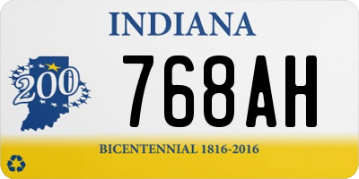 IN license plate 768AH