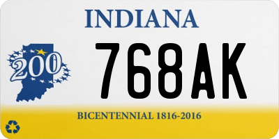 IN license plate 768AK