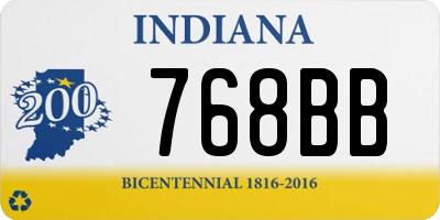 IN license plate 768BB