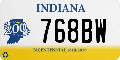 IN license plate 768BW