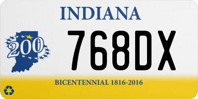 IN license plate 768DX