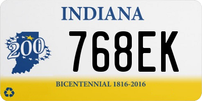 IN license plate 768EK