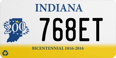 IN license plate 768ET