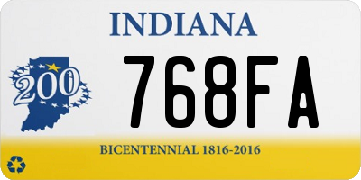 IN license plate 768FA