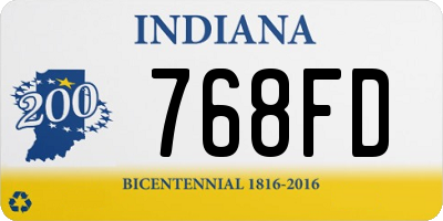 IN license plate 768FD