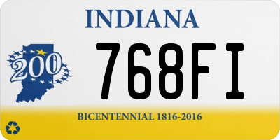 IN license plate 768FI