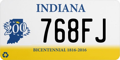 IN license plate 768FJ