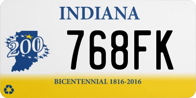 IN license plate 768FK