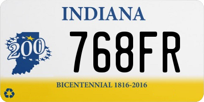 IN license plate 768FR