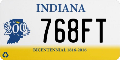 IN license plate 768FT