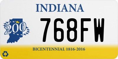 IN license plate 768FW