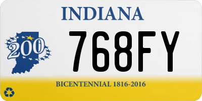 IN license plate 768FY