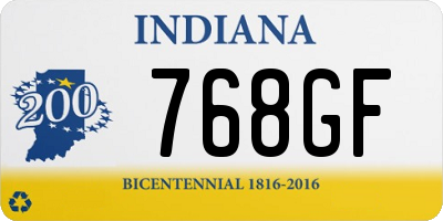 IN license plate 768GF