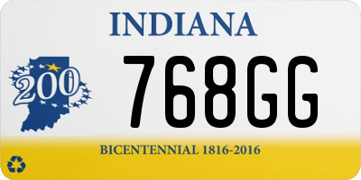 IN license plate 768GG