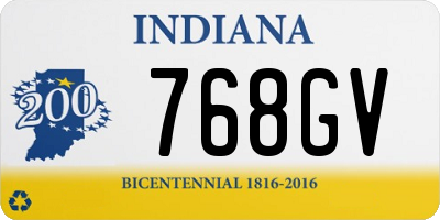 IN license plate 768GV