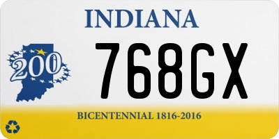 IN license plate 768GX