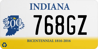 IN license plate 768GZ