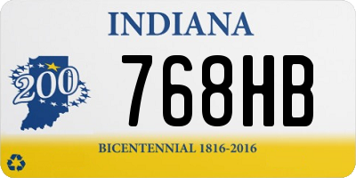 IN license plate 768HB