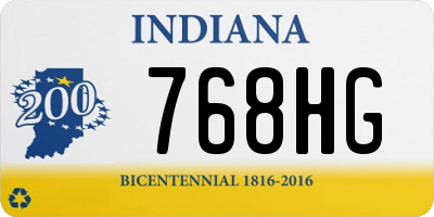 IN license plate 768HG