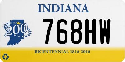 IN license plate 768HW